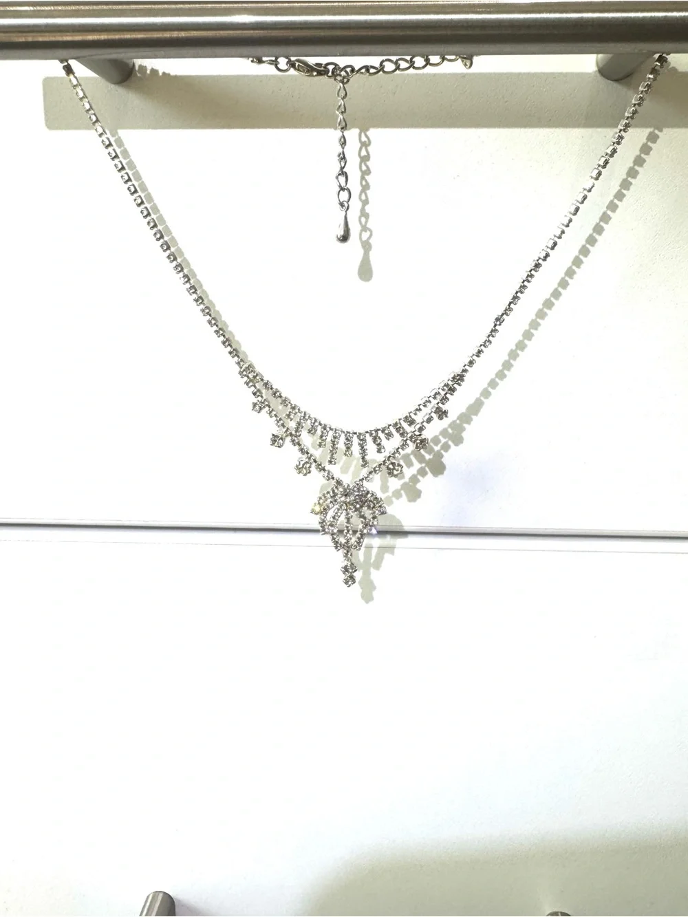 Elegant Silver-Tone Crystal Statement Necklace - Sparkling White